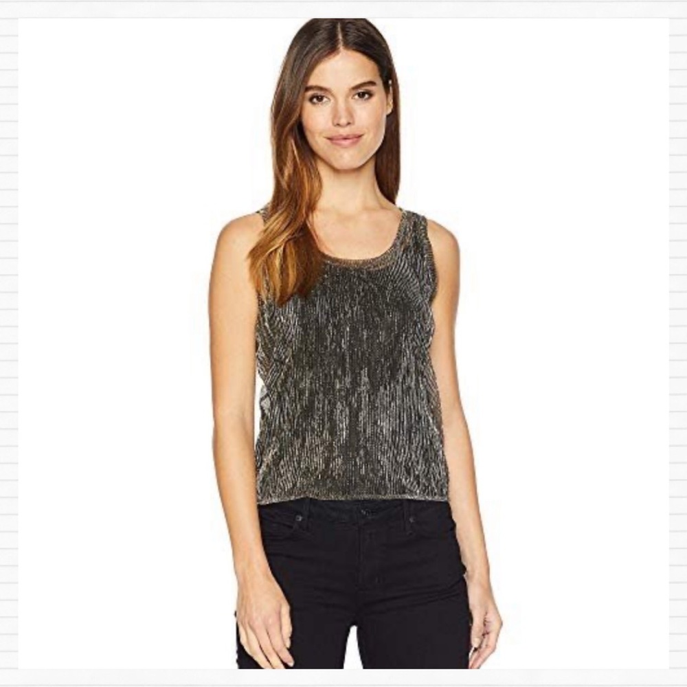 New HUDSON Metallic Grey Sheer Tank Top